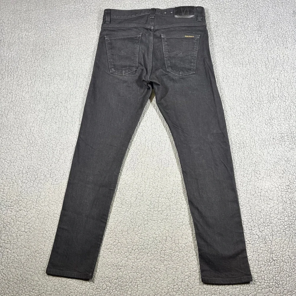 Nudie Jeans Co Lean Dean Dry Black Selvage Slim Tapered Jeans Mens 31x30 (31x28)